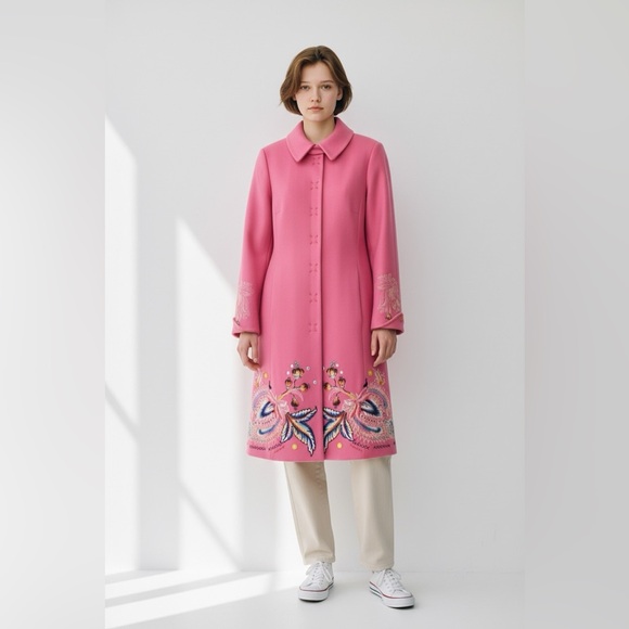 Oilily Pink Embroidered Coat - Picture 3 of 12